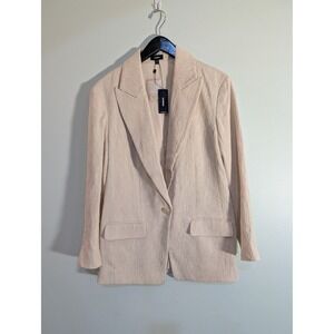 NWT Express Textured Oversized Blazer XS Beige Cream Coastal Grandma Minimalist